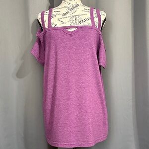 Source Unknown Purple Cold-Shoulder Double-Strap Tank Top